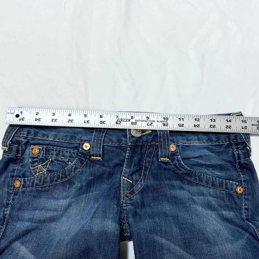 True Religion Candice Flared Jeans Women 26W x 28L Blue Light Washed Distressed - Picture 6 of 13